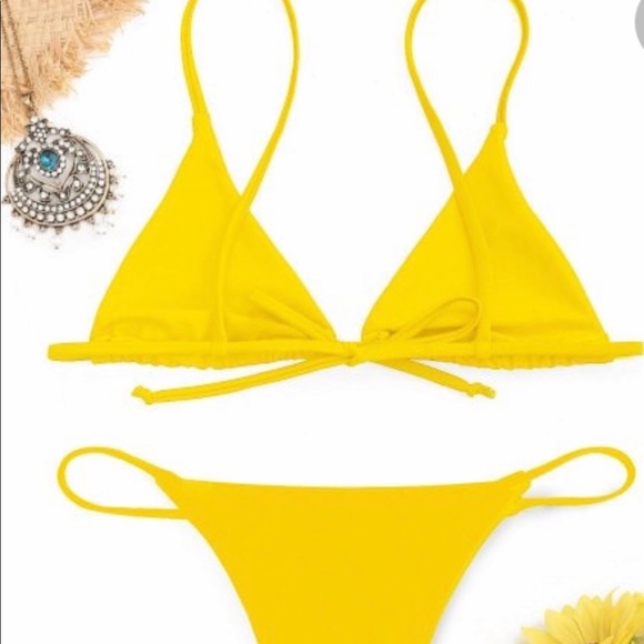 Zaful Swim Zaful Yellow Thong Bikini Poshmark